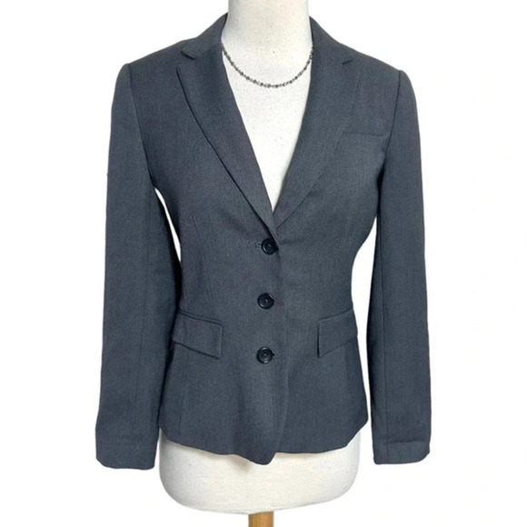 Banana Republic Factory 2P grey tweed stretch 3 button blazer - Picture 1 of 8